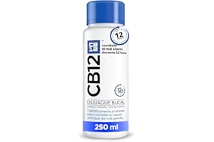 CB12 Enjuague Bucal para Halitosis - Combate el Mal Aliento Durante 12 Horas – Colutorio Sabor Menta y Sin Alcohol - Probado Científicamente - 250ml