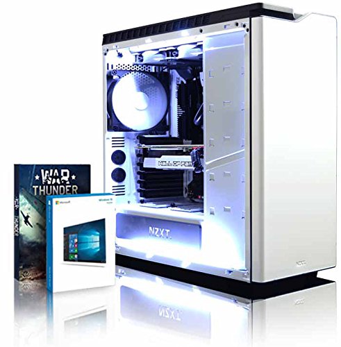VIBOX Purity 7 Gaming PC - 3,8GHz Intel i7 6-Core CPU, GTX 1070 GPU, leistungsfähig, Wassergekühlter Desktop Gamer Computer mit Spielgutschein, Windows 10, Weiß Innenbeleuchtung, lebenslange Garantie* (3,4GHz (3,8GHz Turbo) Superschneller Intel i7 6800K Sechs 6-Core Prozessor CPU, Nvidia GeForce KFA2 Hall of Fame GTX 1070 8GB Grafikkarte, 16GB DDR4 3000MHz RAM, 3TB Festplatte, Corsair H100i GTX Wasserkühler, Superflower 750W PSU Netzteil, NZXT H440 Gehäuse, X99 Mainboard)