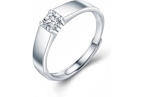 Skcess Anello da uomo, rotondo, per uomo, moissanite, 0,5 carati, per matrimonio, regalo di fidanzamento