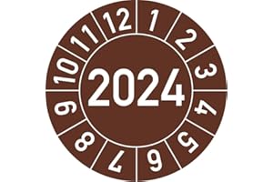 ROSENBAUM OFFSETDRUCK Jahresprüfplakette 2024 in verschiedenen Farben und Größen, 500 Stück, Prüfetikett Prüfplakette Jahresplakette (35 mm Ø, Braun)