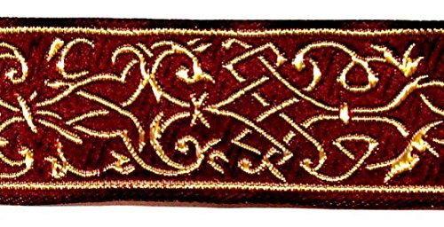 10 m di bordatura in stile medievale, larghezza 35 mm, colore oro-bordeaux, di 1A-Kurzwaren 35002-bogo