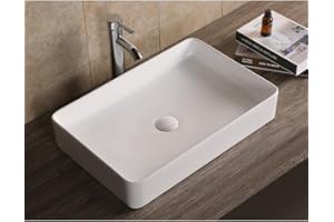 Art-of-Baan® Premium Waschbecken - Hochglanz Aufsatzwaschbecken - Keramik-Becken für Waschtisch - Waschschale weiß - 610 x 410 x 115 mm