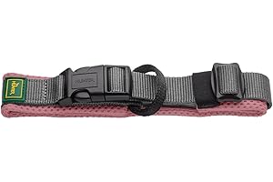 HUNTER Halsband Maldon, Farbe: rosa, atmungsaktives Mesh, Robustes Nylon, lautlos & allergikerfreundlich, Zugentlastung, integriertes Adresslabel, besonders leicht, Größe: L