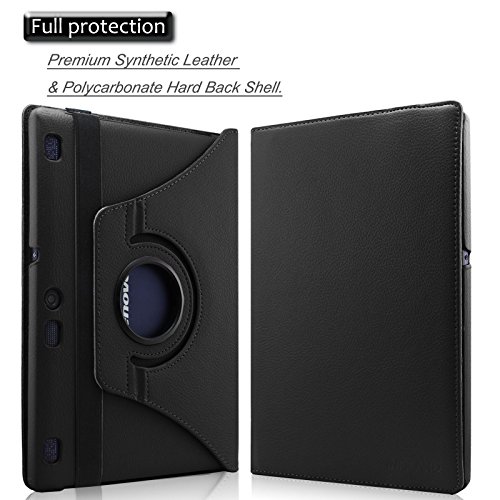 Infiland Lenovo Tab 2 A10-70 / Tab 2 A10-70L / Tab 2 A10-70F/ Tab3 10 Plus Hülle Case – PU Ledertasche lederhülle 360° Drehbarer Stand Smart Cover Case Schutzhülle Tasche Etui für Lenovo Tab 2 A10-70 / Tab 2 A10-70L / Tab 2 A10-70F/ Tab3 10 Plus 10,1 Zoll Tablet (mit Auto Schlaf / Wach Funktion)(Schwarz) - 2