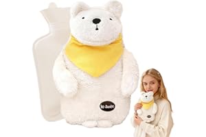 Rppiup Wärmflasche Kinder, 1L Wärmflasche Kuscheltier, Wärmflasches mit Bezug Flauschig, Cartoon Heißwasserflasche für Kinder, Plüsch Herausnehmbarer Innenbehälter für Kind, Familie & Freund (Farbe C)