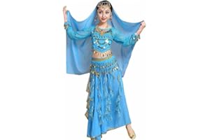 GUIRAN Kinder Mädchens Damen Bauchtänzerin Indische Langarm Top Rock Tanzkleid Kostüme