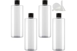 PQPAUTY 4 Stück, 500ml Transparent Kunststoff Lotionen Flasche mit Flip Schwarz Cap für Lotions Shampoos Körperwäschen