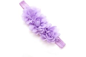 WAMBERE 2 Stück Baby Haarband Chiffon Baby Stirnband Blumen Stirnband Baby Mädchen Stirnbänder Elastischer Turban Haarschmuck für Säuglinge Kleinkinder Neugeborene,Babyzubehör Haarschmuck,Lila