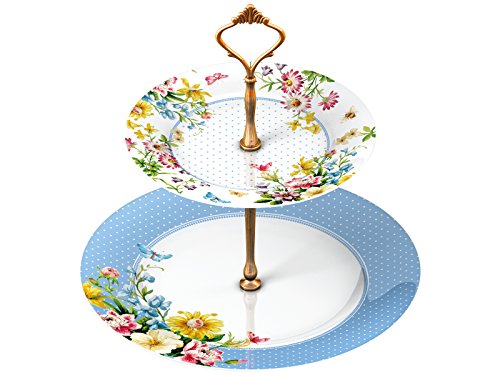 CREATIVE TOPS Katie Alice English Garden Shabby Chic 2 Tier Porcelain Cake Plate Stand