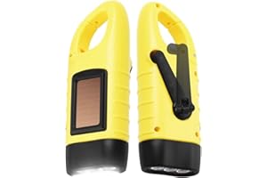Simpeak Paquete de 2 linternas LED de emergencia con manivela solar, linterna de supervivencia con dinamo para deportes al aire libre, color amarillo
