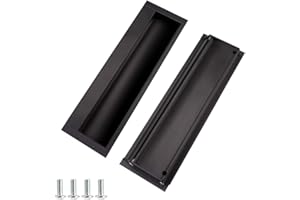Poignées encastrées KostaTech 2 pièces, poignées coulissantes invisibles affleurantes pour portes, armoires ou tiroirs Poignées rectangulaires 152 mm X 48 mm (noir)