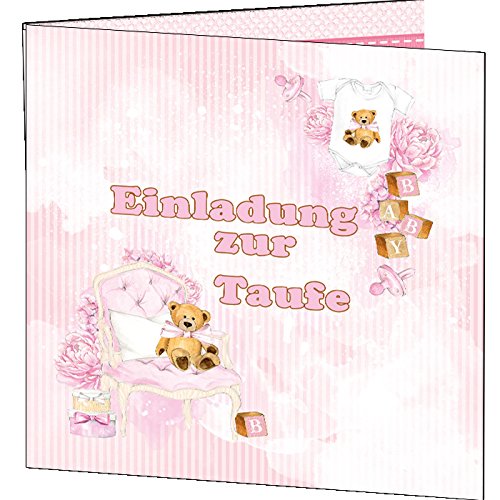 Taufe EInladungskarten Einladung Rosa Mädchen It is a girl 10 Karten + Umschläge