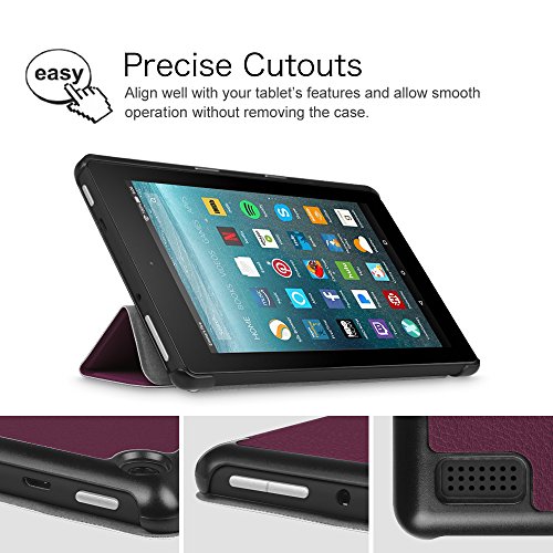 Fintie Hülle für Amazon Fire 7 Tablet (7-Zoll, 7. Generation – 2017) – Slim Cover Lightweight Schutzhülle Tasche mit Standfunktion und Auto Schlaf / Wach Funktion und Auto Schlaf / Wach Funktion, Lila - 7