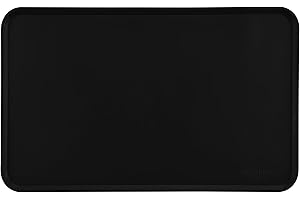 ‎AMAZON BASICS Amazon Basics Mata na karmę dla zwierząt, silikonowa, wodoodporna, 47 x 29 cm, czarna, jednolita