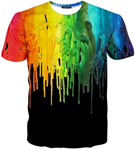 Syaimn Mens 3D Pattern Printed Short Sleeve T-Shirts Tees S