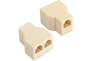 GELRHONR Splitter RJ11, RJ11 6P4C, 1 femmina a 2 femmine, adattatore per linea telefonica, 2 vie, connettori di espansione per telefono, fax, 2 pezzi