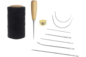 Homgaty Kit de 10 Fil Couture Cuir Aiguille Cuir Fil Ciré 260 Mètres pour Couture Cuir Toile Tapis Bricolage Artisanat