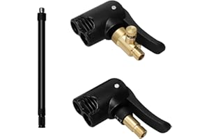 sitarcmin 2 Stück Autoventil Adapter mit 1 Reifenfüller Schlauch, 2-in-1 Auto Reifen Air Chuck für Amerikanischen & Französischen Reifenventilen, Autoventil Hebelstecker für Auto Fahrrad Motorrad