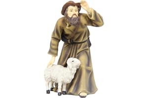 FADEDA Hirte mit Schaf/Höhe:11 cm/handbemalt/detailgetreue Krippen Figuren - Weihnachten Tisch Dekoration Krippe Zubehör