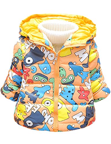 KKia Baby Boys Girls Cartoon Printed Hooded Outerwear Warm Jacket Coat