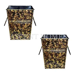 Ascent Homes Metal Flower Pot for Indoor/Outdoor with Golden Antique Finish in Small Size