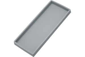 PATIKIL Silicone Salle Bain Plateau, 12" x 5" Savon Distributeur Plateau Bijoux Organiseur Plat pour Toilettes, Commode, Cuisine Évier pour Bijoux, Clé, Gris