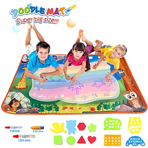 Angusiasm Doodle Tappeto Magico, 100 x 70cm Disegno Magico Mat Colorati Acqua Disegno di Doodle Scribble Boards- Giocattolo Gioco Educativo Regalo per Bambini