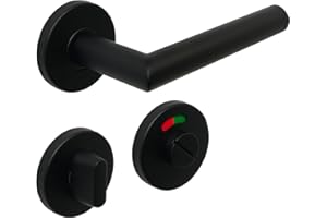FELGNER Drückergarnitur Como für Bad & WC | hochwertige moderne Türblende Türklinken Türdrücker Garnitur Türgriff Türbeschlag Rosette für Innentüren Zimmertüren | matt schwarz