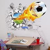 BestOfferBuy 3D Realistisch Fußball Geknackte Wand Effekt DIY PVC Wandbild Sticker Aufkleber - 3