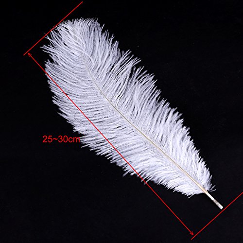 20 Stk. Straußenfeder Strauß Feder 25-30cm Weiss Hochzeit Party Fest Kostüm Deko - 5