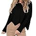 Produktbild Subfamily Damenbekleidung Pullover Damen Herbst Und Winter Frauen O Ansatz Welle Saum Langarm Strick Tops Kurz Bluse Rundhals Einfarbig UnregelmäßIge Lose Cardigan Langshirt (Schwarz, L)