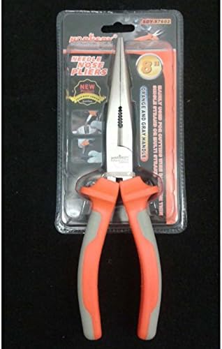 8" Inch Long Nose Pliers - Professional Hand Tool With Slim, Nonslip Grips