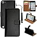 Price comparison product image iPod Touch 5th 6th Generation Genuine Leather Case, iPod Touch 5/6 Case Genuine ZAFOORAH Credit Card Wallet Stand with 3 Bonus items Stylus, Screen Protector, Microfiber Cloth (Genuine Leather Wallet Stand - Black