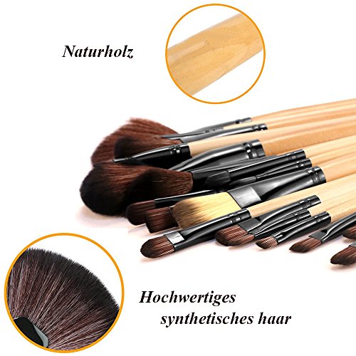 Newrora 18 Stücke Make-up Pinsel Set Professionelle Lidschatten Eyeliner Gesicht Pulver Blush Bürsten mit Tasche und Tasche - 3