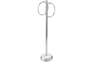 Showerdrape Opera- Freestanding Silver and White Double Towel Rings