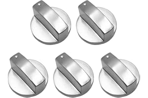 KRYMSON Confezione da 5 manopole per fornello a gas, manopole da 6 mm per fornelli a gas, manopole in argento per pentole, manopole universali per pentole, parti di ricambio per manopole di pentole