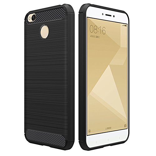 Simpeak Funda Xiaomi Redmi 4X  Negro Silicona Fundas Redmi 4X Carcasa Xiaomi Redmi 4X Fibra De Carbono Funda Case 5 0 Pulgadas 