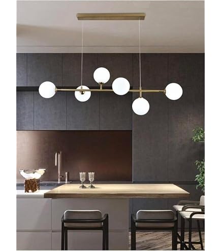 Lampadario A Sospensione Moderno A Bolle Di Vetro LED – Nero Opaco 120x30 Cm, Regolabile, Per Sala Da Pranzo E Soggiorno