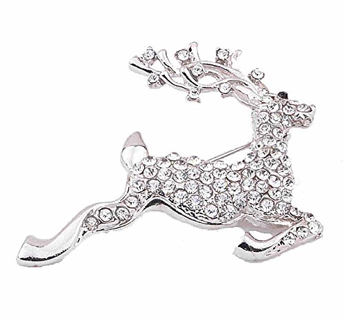 Price comparison product image korpikus® Quality Crystal Rhinestone ' Reindeer ' Fashion Brooch In Free Organza Gift Bag