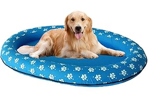 Xiuganpo PVC Pipe Inflatable Dog Pool Float Boat, Folding Pet Swimming Pool Raft for Small Large Dogs, 140 * 96cm, Suitable for Dogs Under 40kg, Safe with Cooling Holes on Hot Summer Days