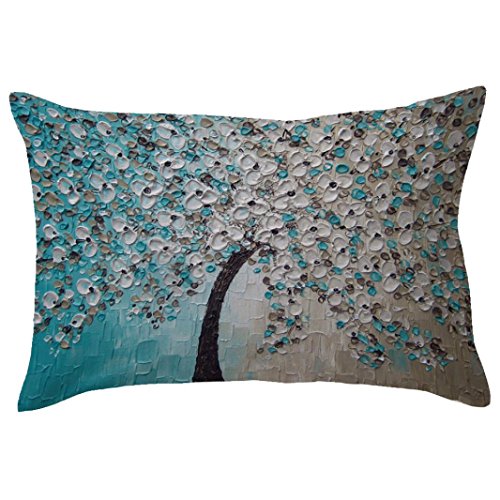 Almohada Funda De Cojín 30 cm x 50 cm ronamick rectángulo grande algodón Imprimir almohada Glückliche Multicolor Impreso costura transpirable, a, 30cm x 50cm