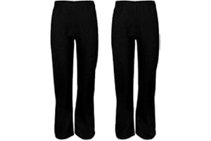 Style Spot Pack of 2 Girls Back to School Pull Up Half Elasticated Waist Trousers Stretch Waistband Casual Formal Uniform Plain Nursery Pants Bottom Legging Kids Children