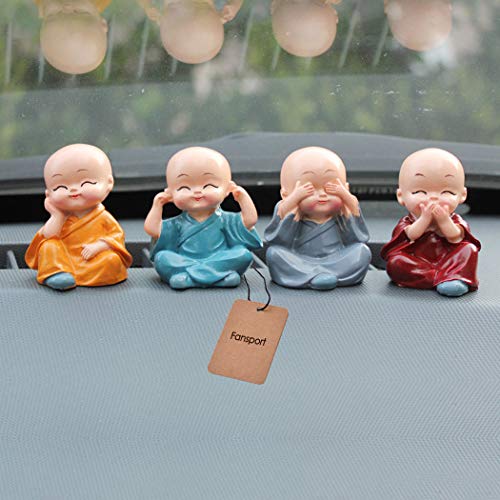 Fansport 4PCS Little Monk Cute Ornaments Car Interior Decoration Desk Decor