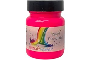 artcraft by anglo Neon Pink Fabric Paint, 60ml Textile Paint. Permanent Paints for Clothes, T-Shirts, Bags & Jeans. Ideal for Art & Craft DIY Projects