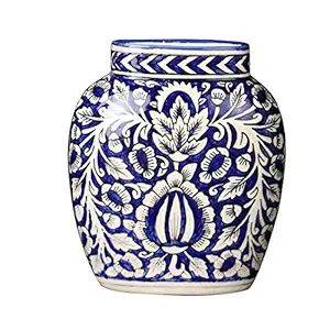 Caffeine Ceramic Handmade Blue mugal vase (Set of 1)