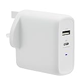 Amazon Basics 63W Two-Port GaN Wall Charger with 1 USB-C Port (45W) and 1 USB-A Port (18W) for Laptops, Tablets and Phones wi