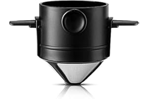SIYECIOA Filtro Café Con Café Goteo, Filtro Te, Sin Papeles Filtros Cafetera Filtro Permanente Acero Inoxidable de Malla Doble Verter Sobre Cafetera con el Soporte Adecuado para Viajes, Picnic, Portátil