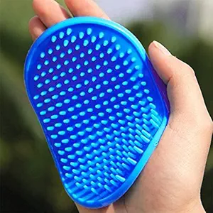 Shirlip Deshedding Brush for Dogs & Cats | Hand Brush -Shampoo Washing Soothing Massage Professional Quality 1 Piece Blue