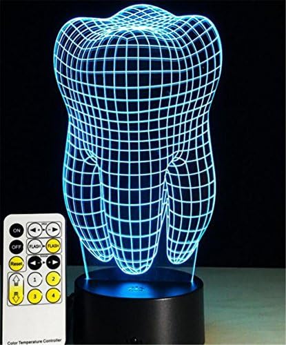 SMILE QUEEN 3D Lights Tooth Colorful LED Gradient Night Light Illusion Lamp Visual Stereo Lights USB Small Table Lamp Christmas Decoration