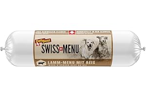 DeliBest Swiss MENU menu jagnięce z ryżem I mokra karma dla psów ze 100% szwajcarskiej jagnięciny I bezglutenowa i bez innych dodatków I wysokiej jakości karma dla dorosłych I 400 g kiełbasy dla psów